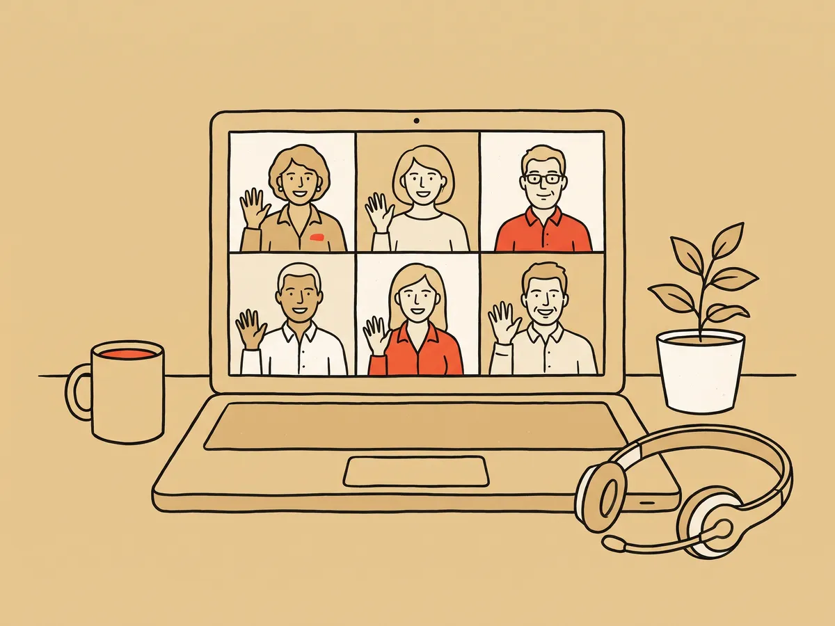 Ilustración IA: compañeros jugando por videollamada